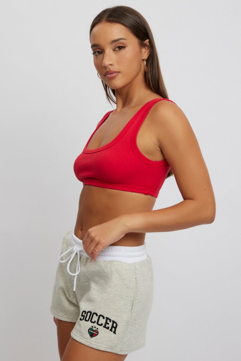 Red Bralette Rib Jersey