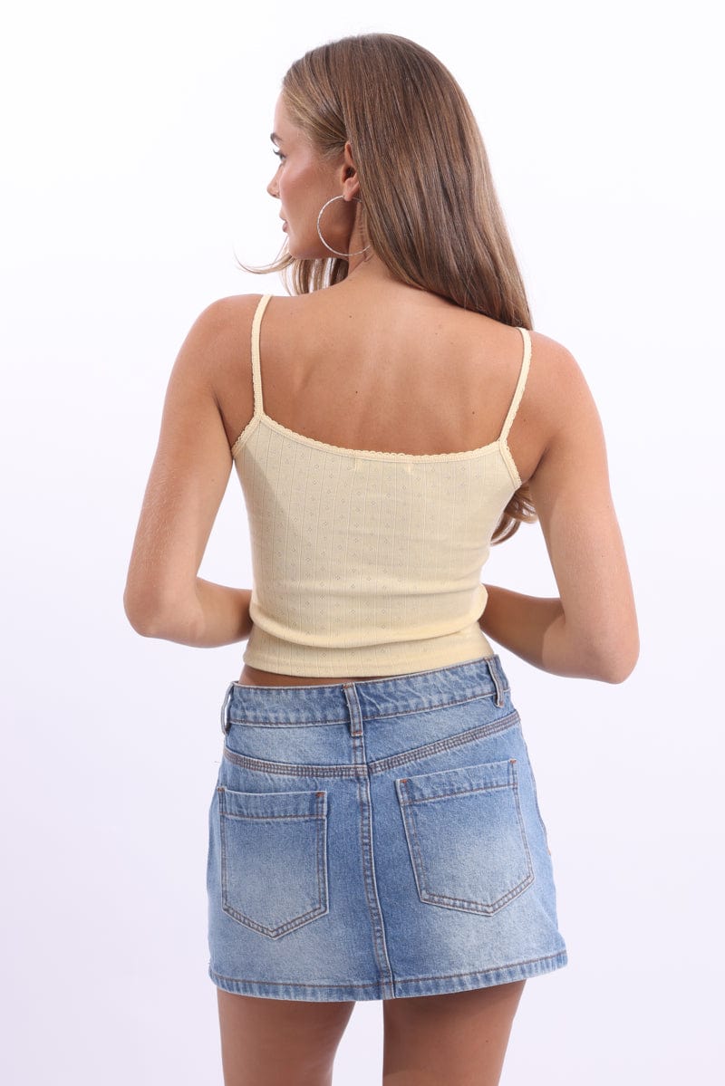Yellow Pointelle Cami Top