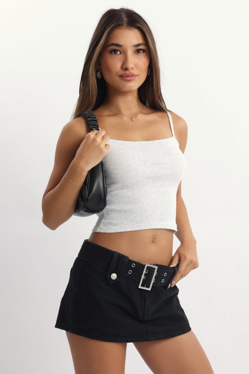 Grey Pointelle Cami Top
