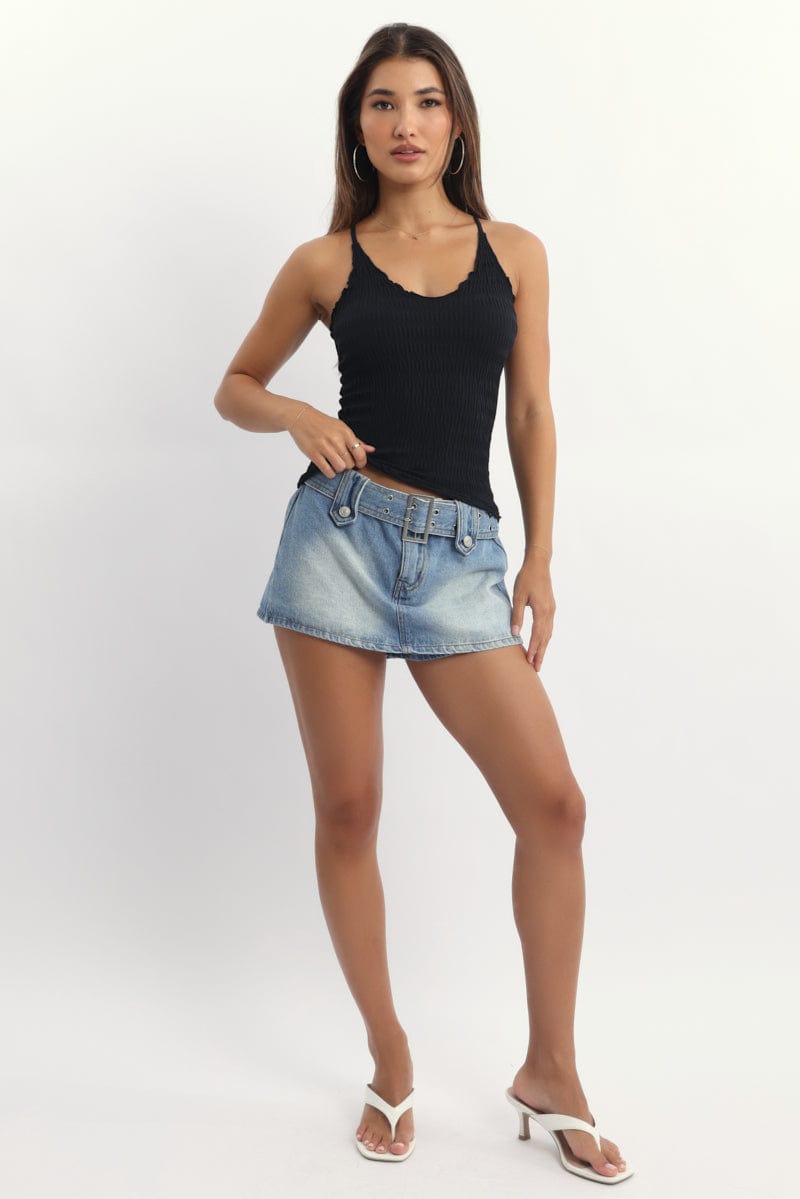 Black Textured Cami Top Seamless