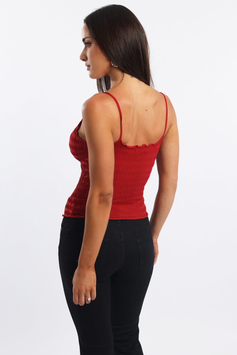 Red Textured Cami Top Seamless