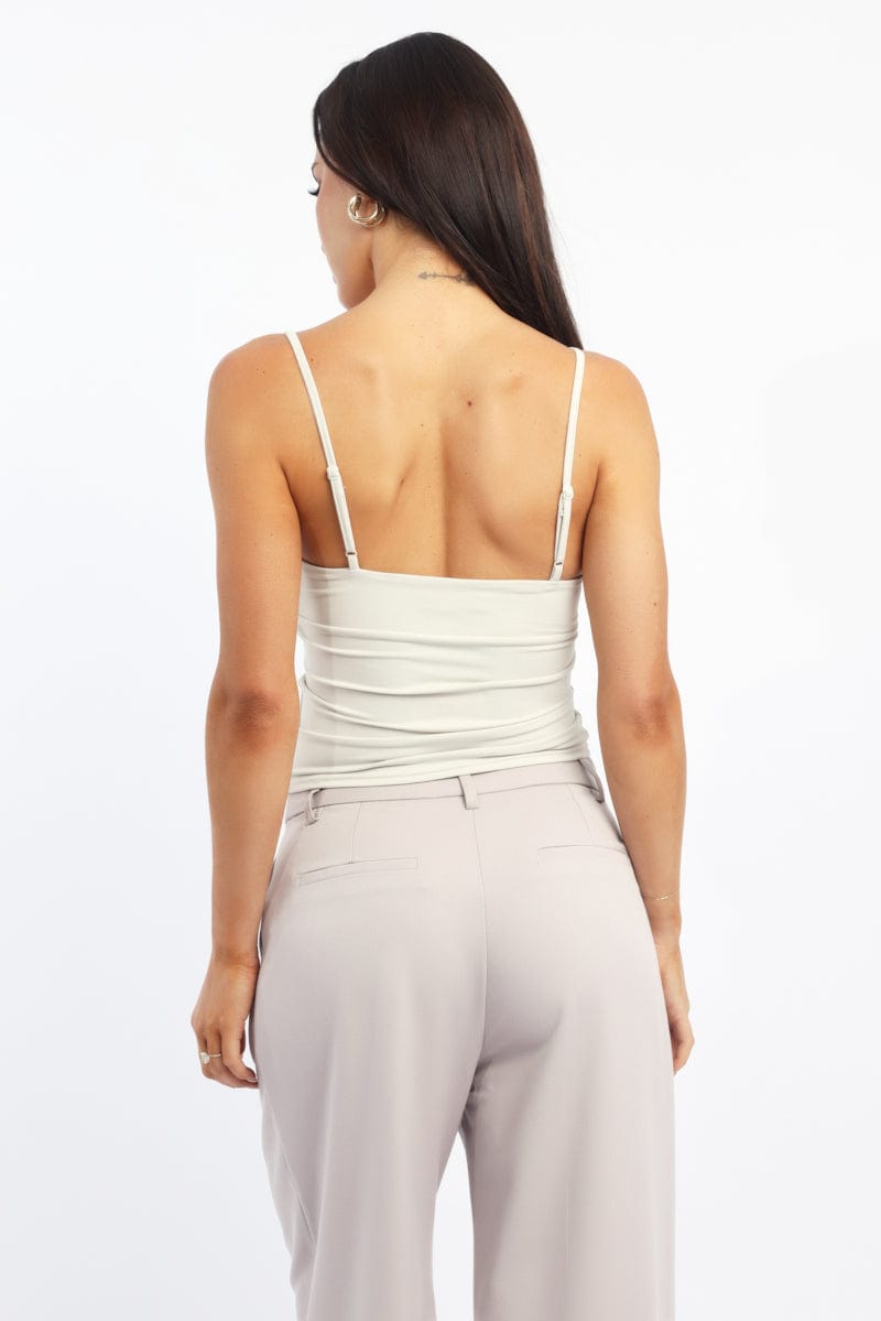 White Supersoft Cami Top Cross Over
