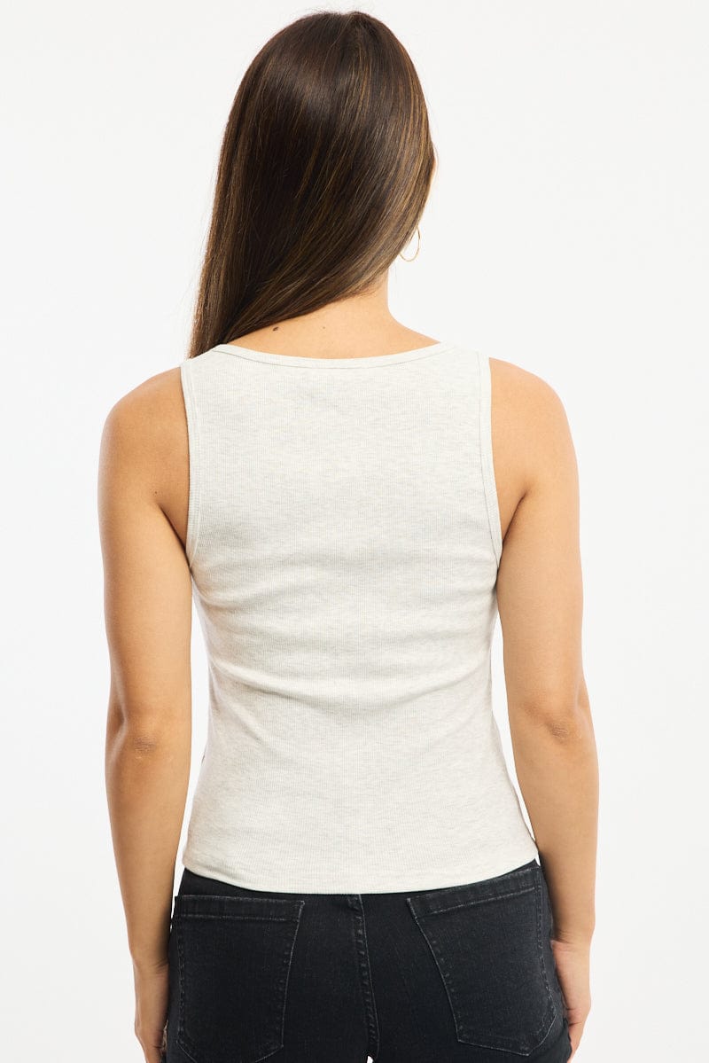 Grey Henley Tank Top Sleeveless