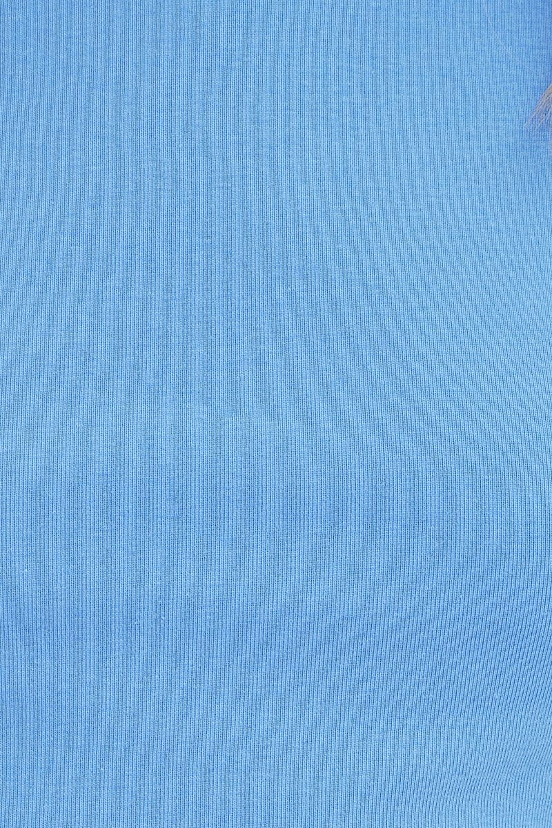 Blue Crop Tank Top Cotton