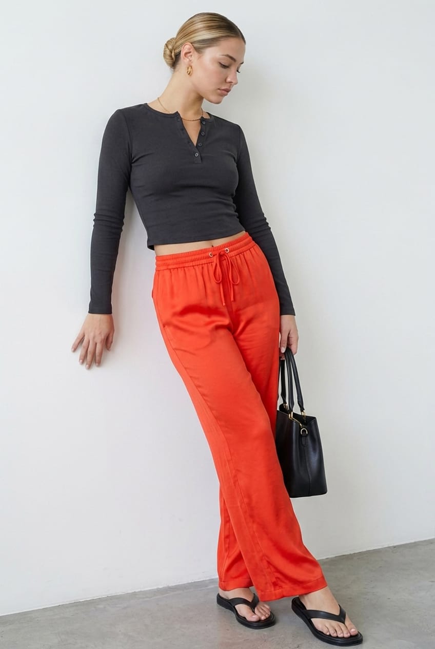 Orange Full Length Fluid Pant