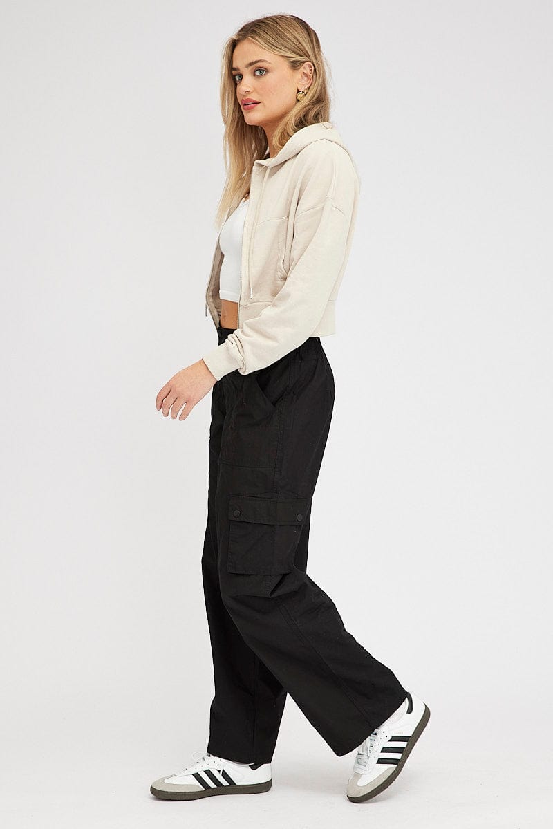 Black Cargo Pants Mid Rise