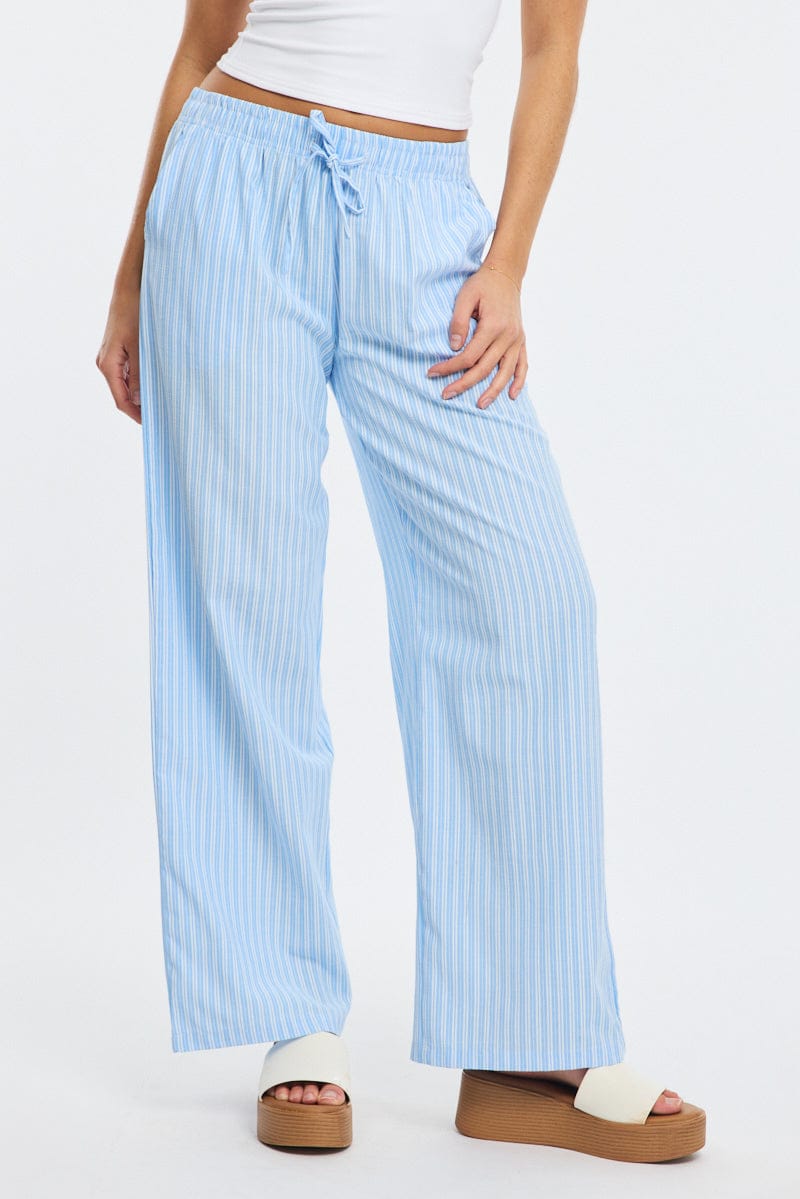 Blue Stripe Wide Leg Pants