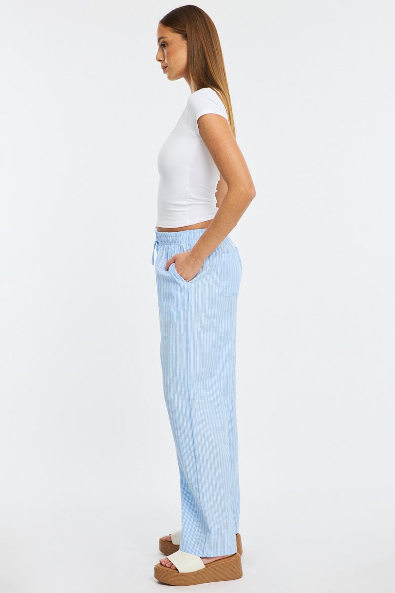 Blue Stripe Wide Leg Pants