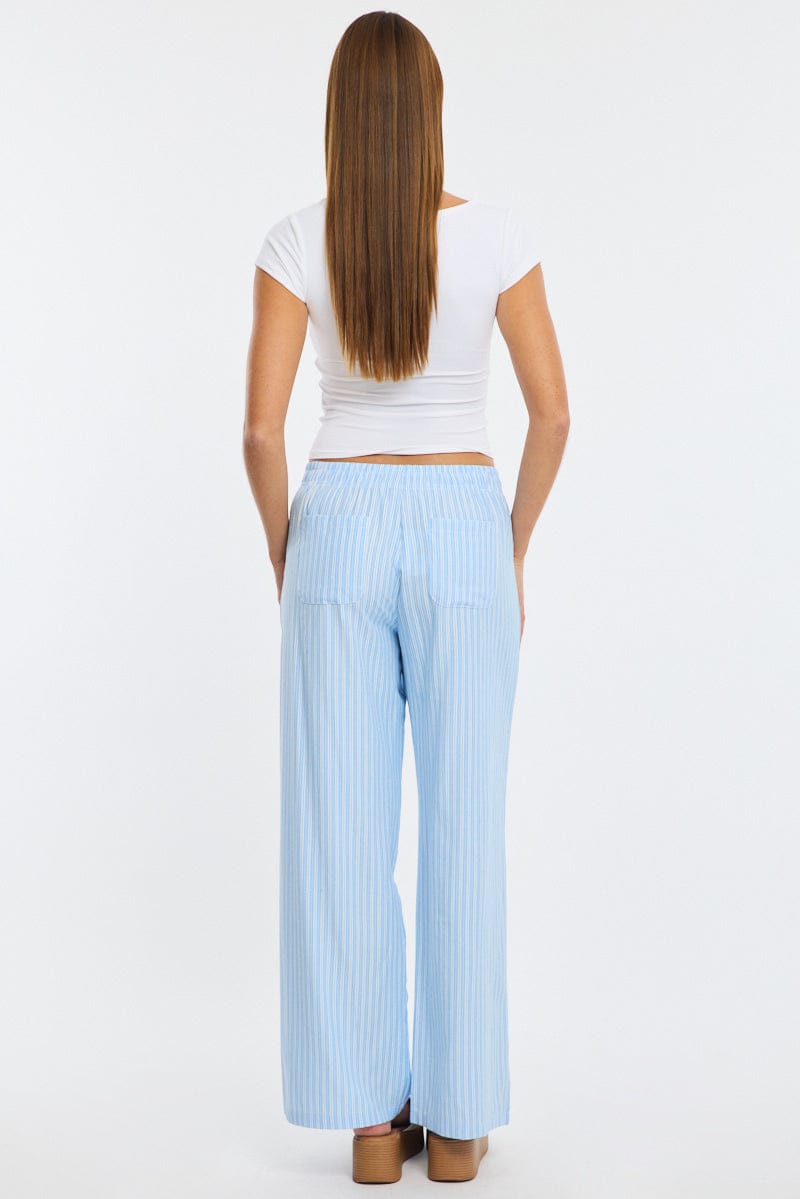 Blue Stripe Wide Leg Pants