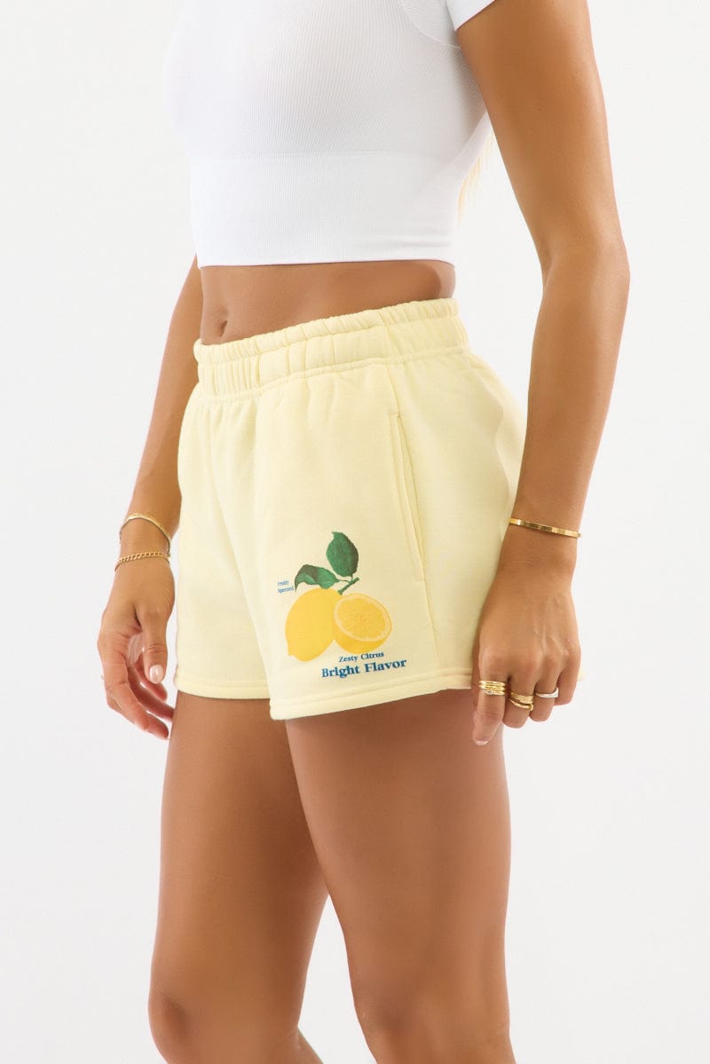 Yellow Track Shorts Elasticated