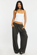 Grey Wide Leg Pants Elasticated Waist