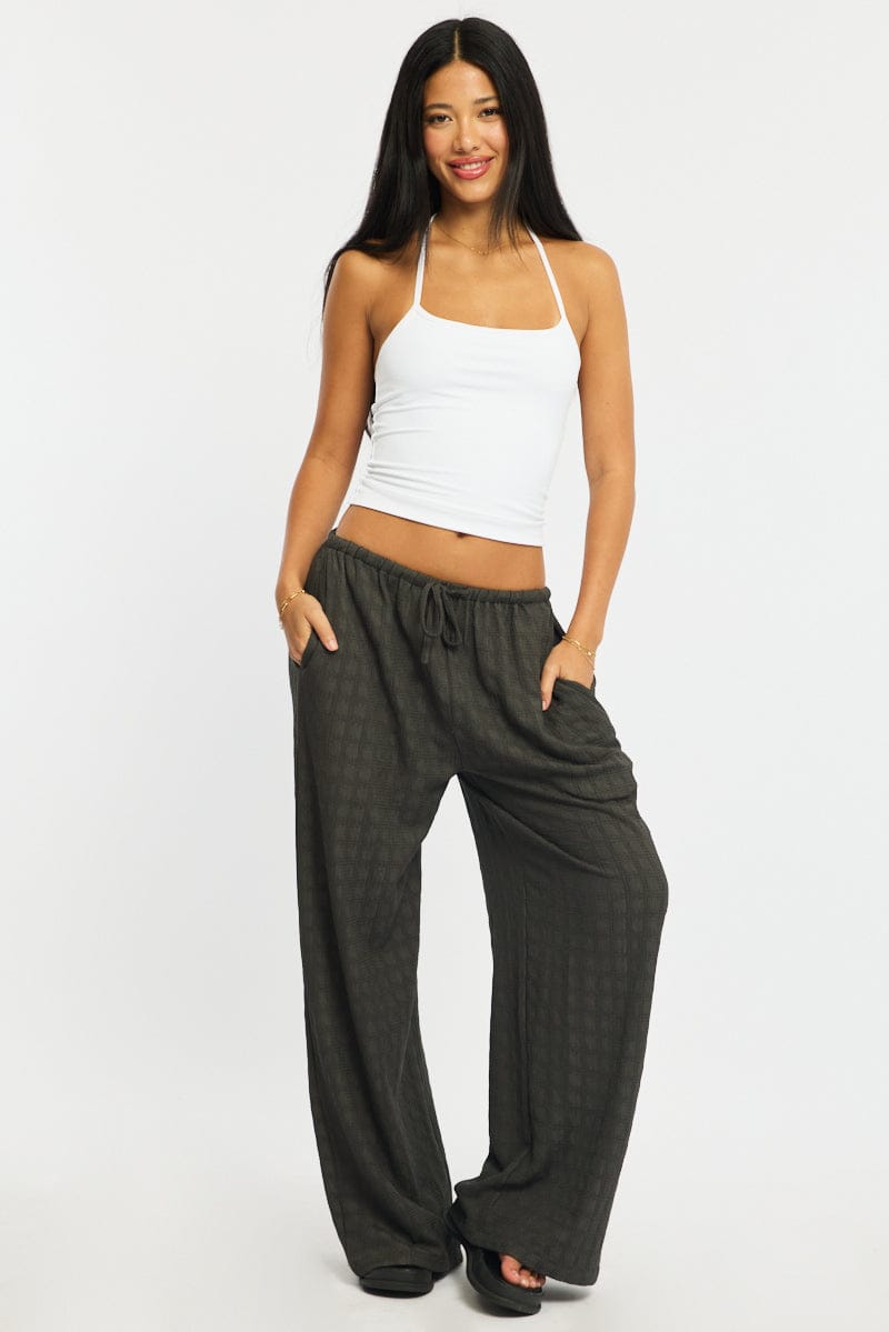 Grey Wide Leg Pants Elasticated Waist