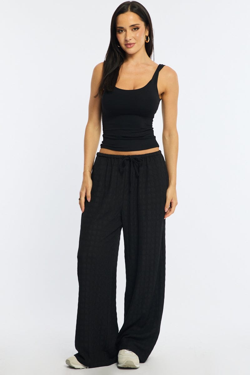 Black Wide Leg Pants Elasticated Waist