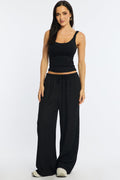 Black Wide Leg Pants Elasticated Waist