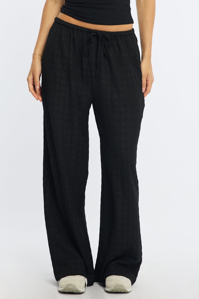 Black Wide Leg Pants Elasticated Waist