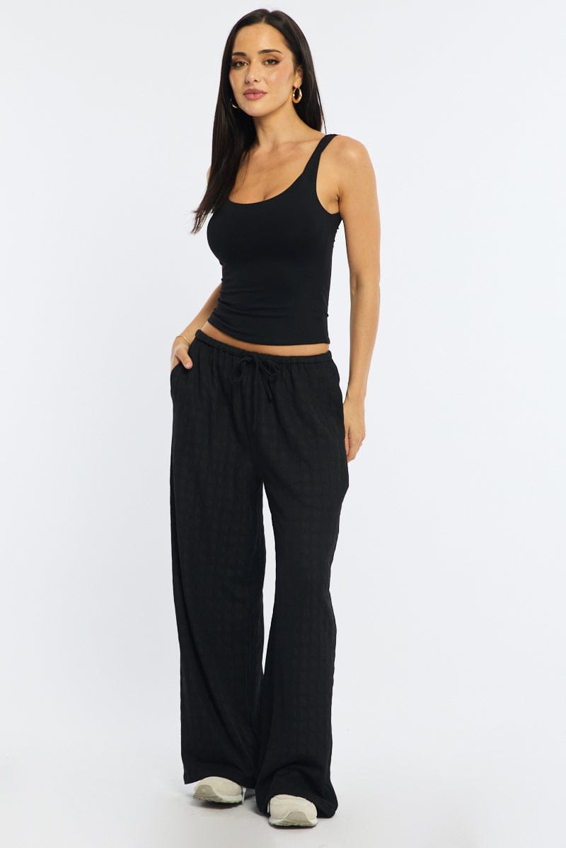 Black Wide Leg Pants Elasticated Waist