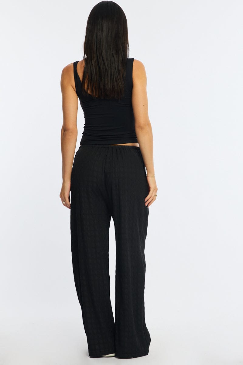 Black Wide Leg Pants Elasticated Waist