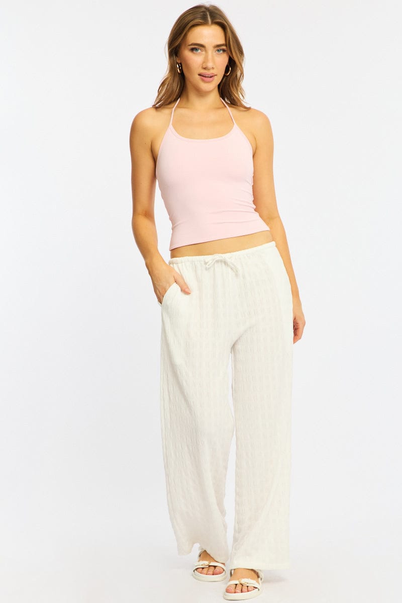 White Wide Leg Pants Elasticated Waist