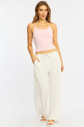 White Wide Leg Pants Elasticated Waist