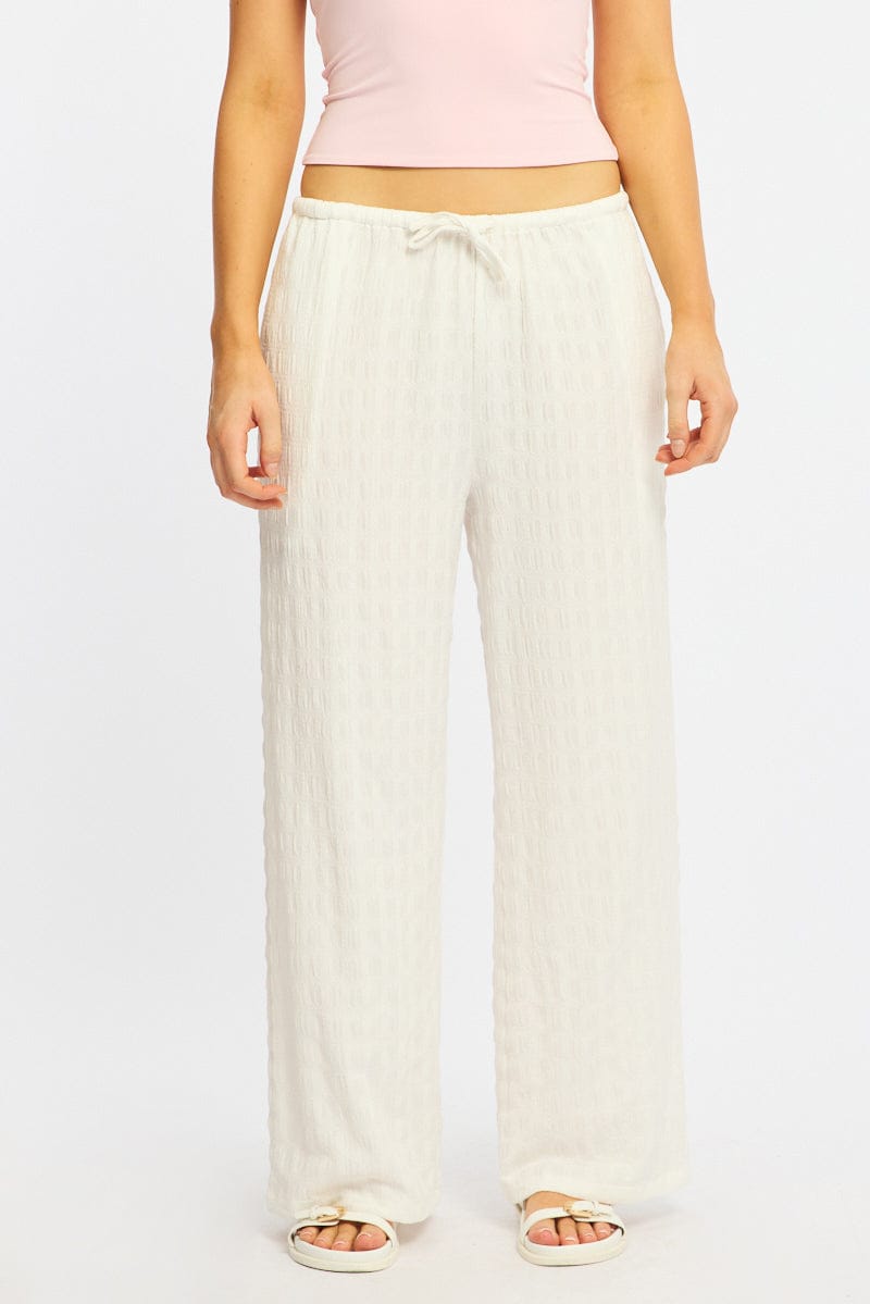 White Wide Leg Pants Elasticated Waist
