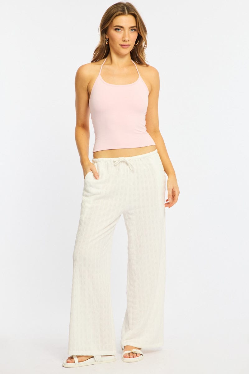 White Wide Leg Pants Elasticated Waist