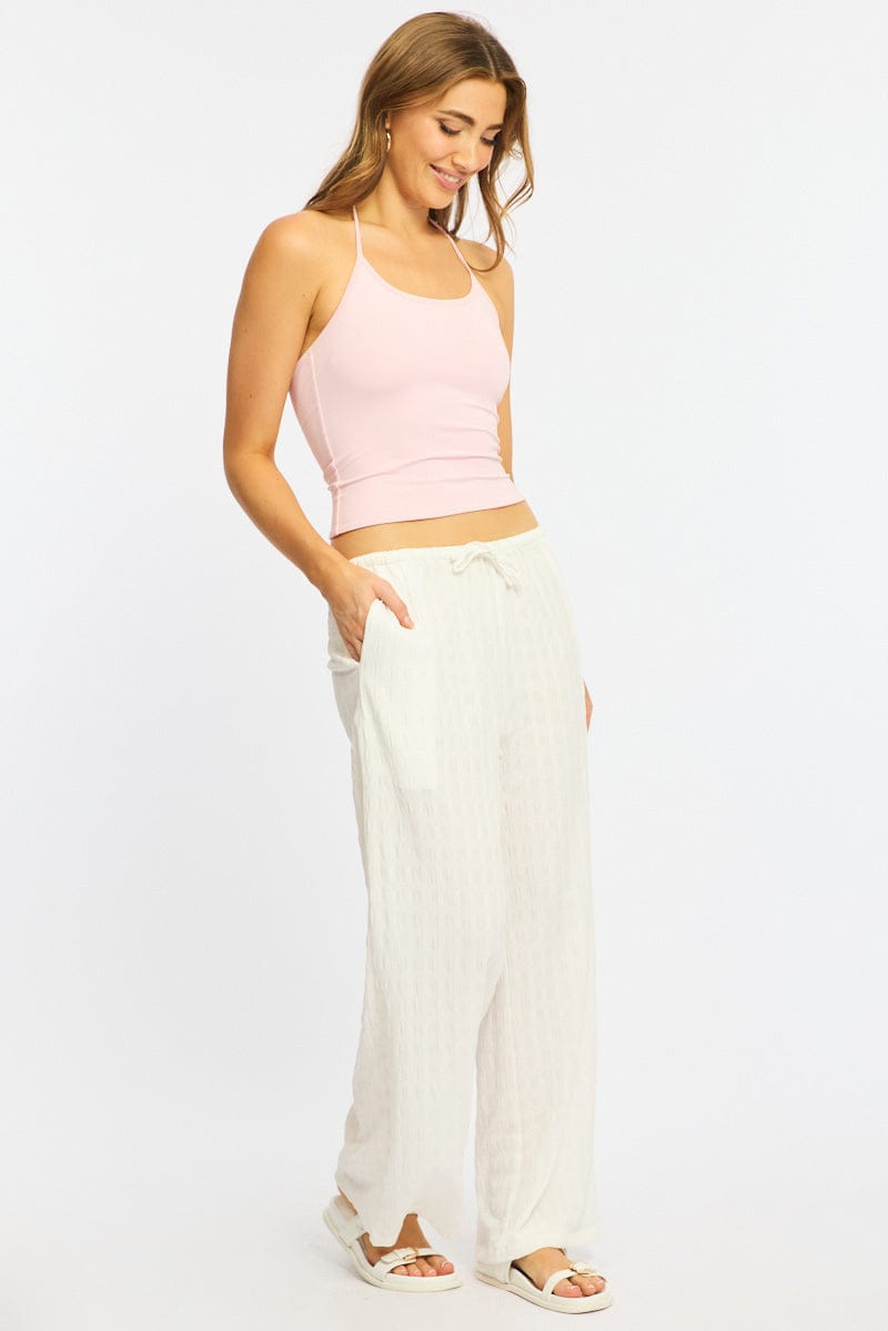 White Wide Leg Pants Elasticated Waist