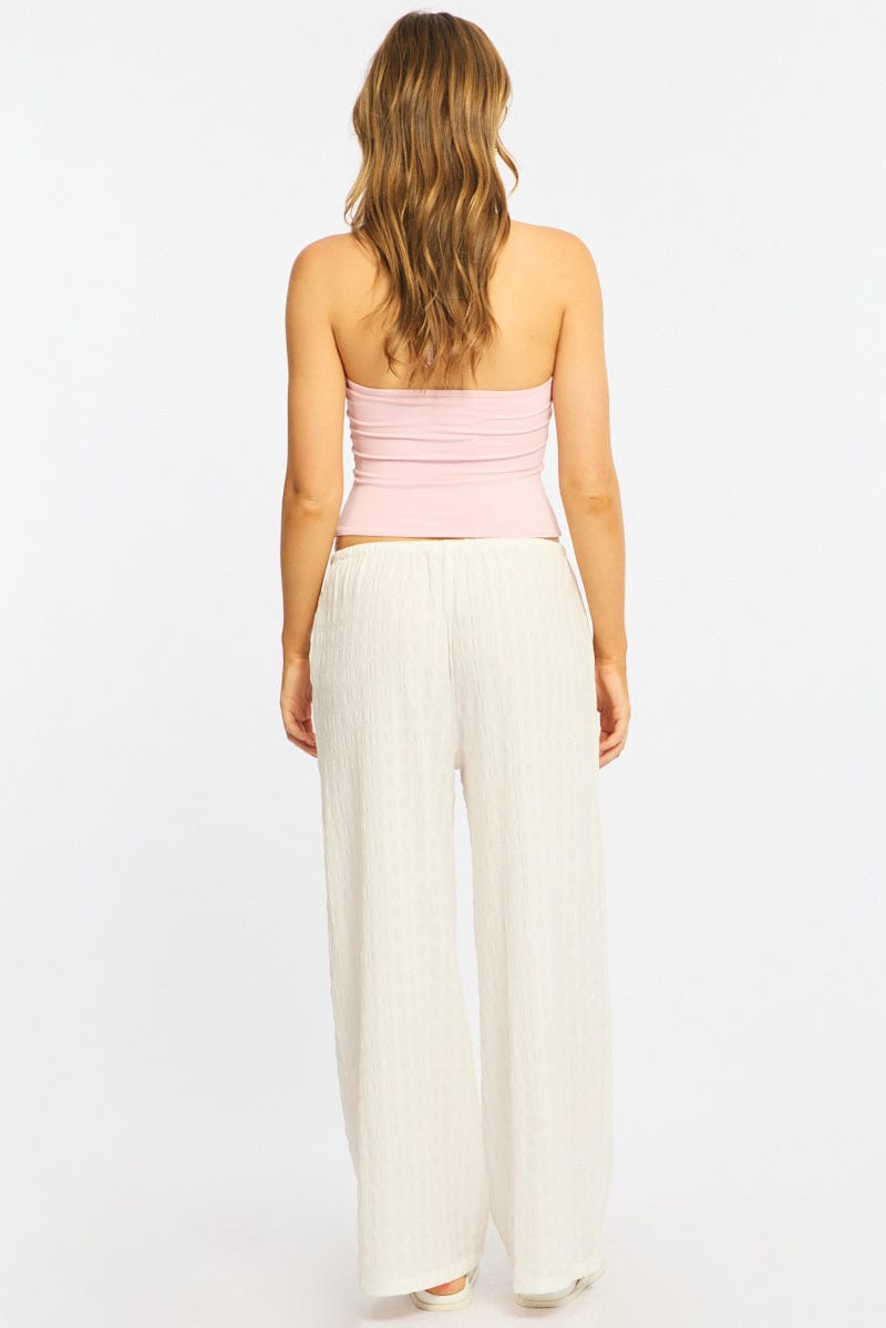White Wide Leg Pants Elasticated Waist