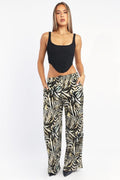 Black Animal Print Wide Leg Pants High Rise
