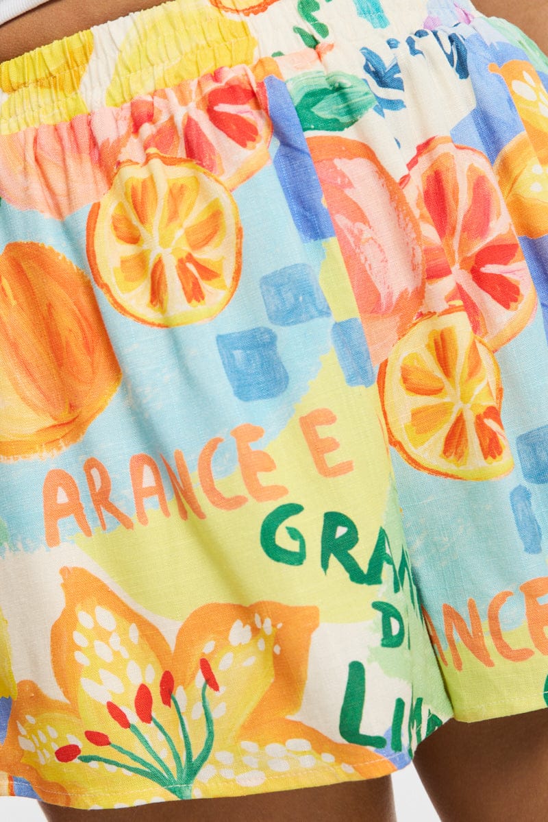 Multi Abstract Shorts High Rise
