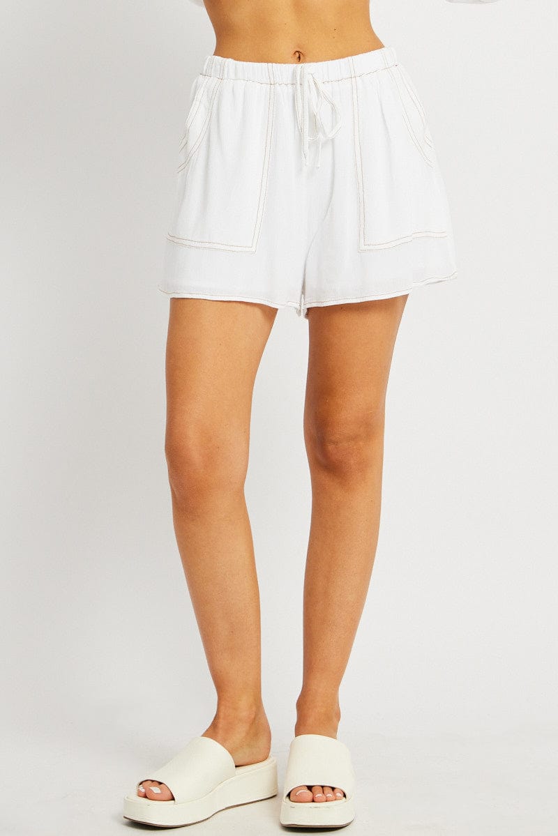White Shorts Contrast Stitch