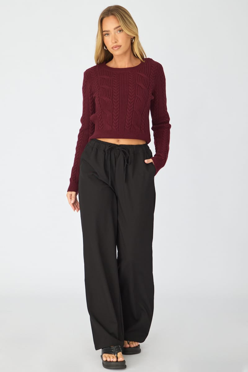 Black Wide Leg Pants Elasticated Waist