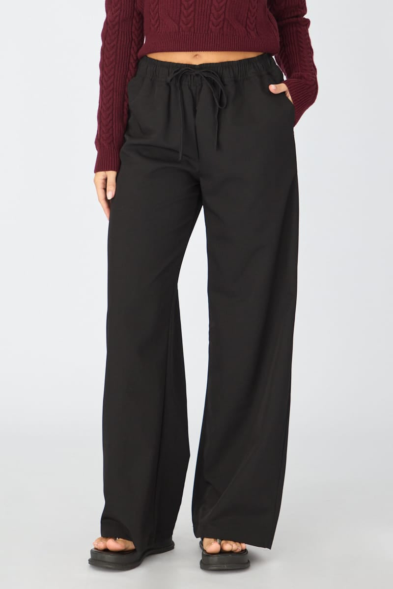 Black Wide Leg Pants Elasticated Waist