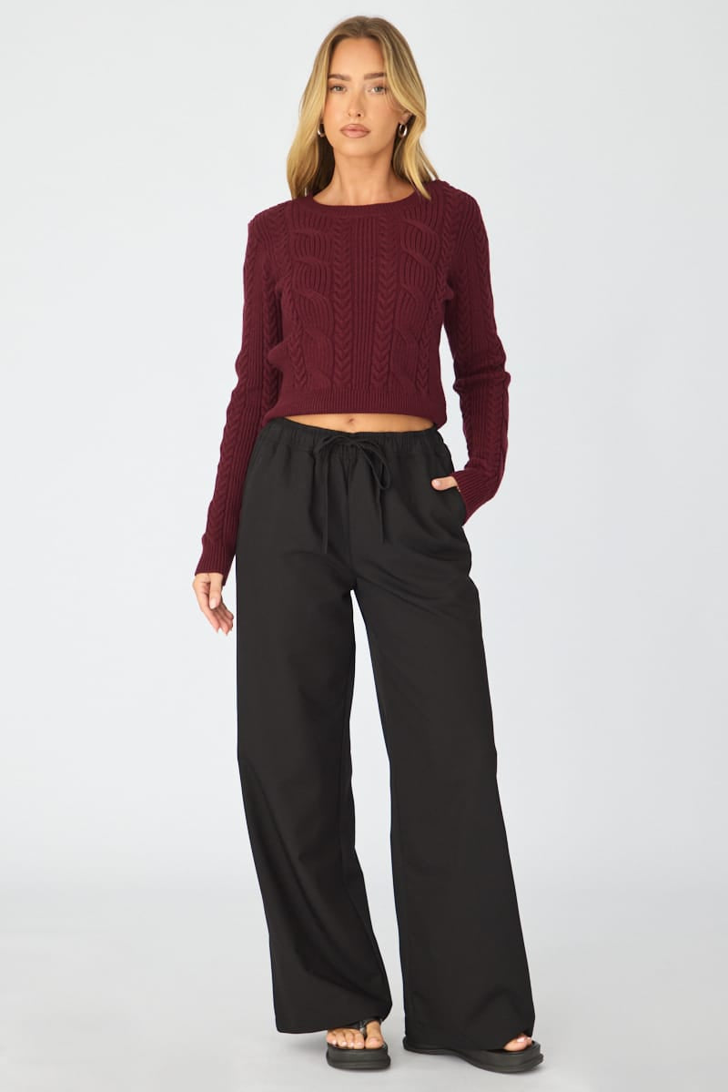 Black Wide Leg Pants Elasticated Waist