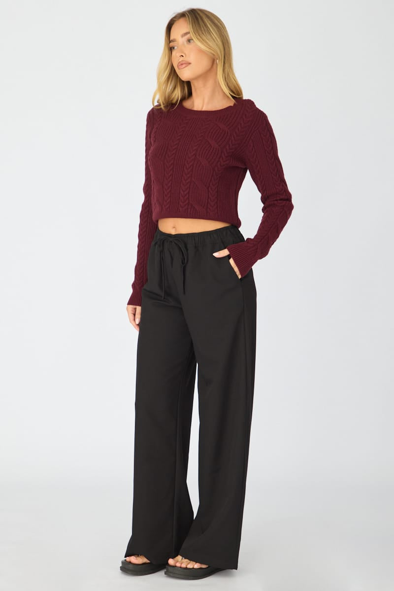 Black Wide Leg Pants Elasticated Waist