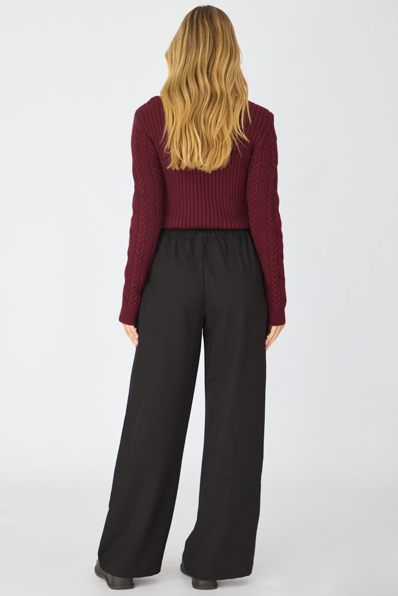 Black Wide Leg Pants Elasticated Waist