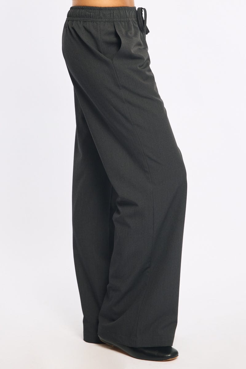 Grey Wide Leg Pants Elasticated Waist