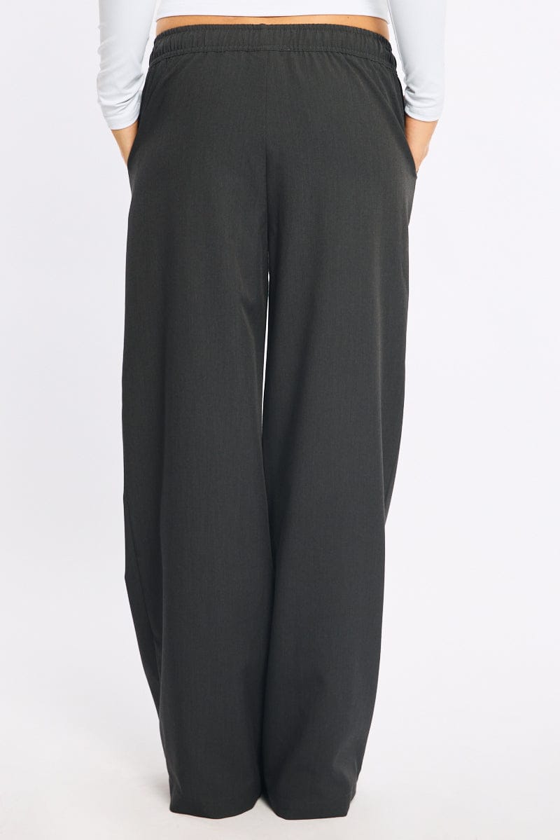 Grey Wide Leg Pants Elasticated Waist