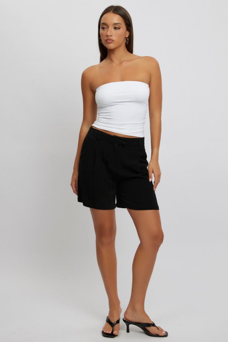 Black Relaxed Shorts Mid Rise