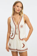 White Shorts Elasticated Waist Embroidery