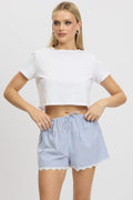 Blue Stripe Shorts Drawstring Waist