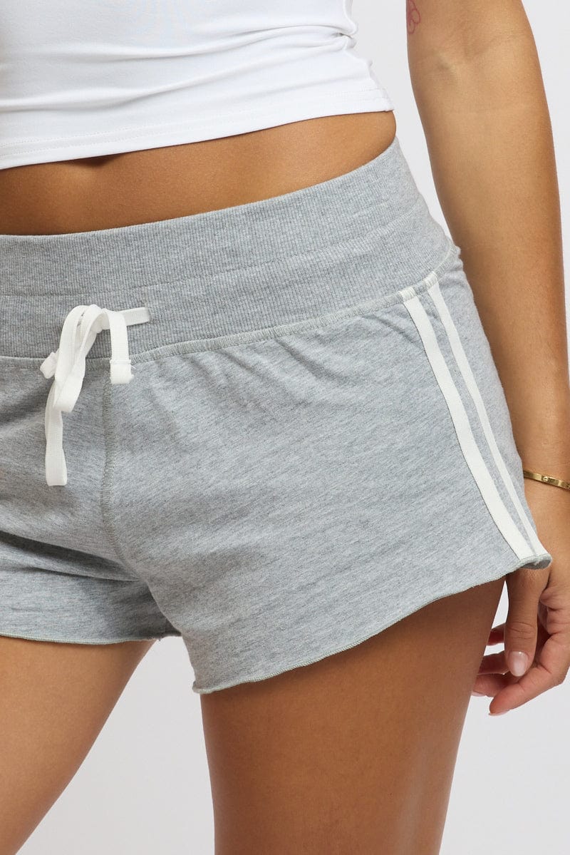 Grey Track Shorts Low Rise