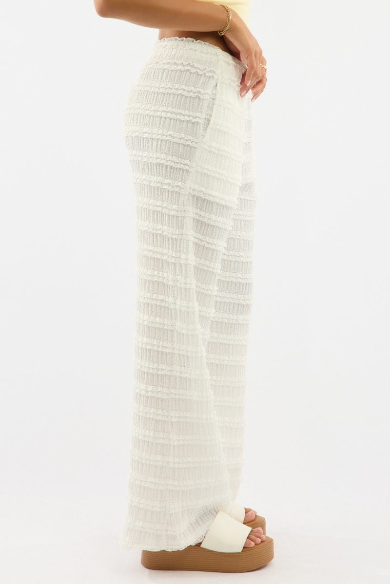 White Wide Leg Pant Lace