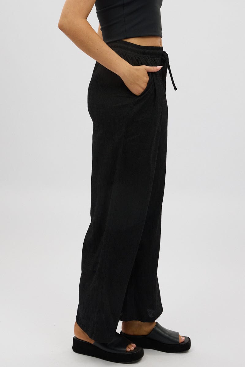 Black Wide Leg Pants Elasticated Waist
