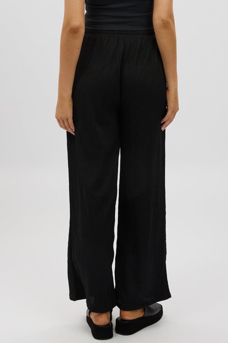 Black Wide Leg Pants Elasticated Waist