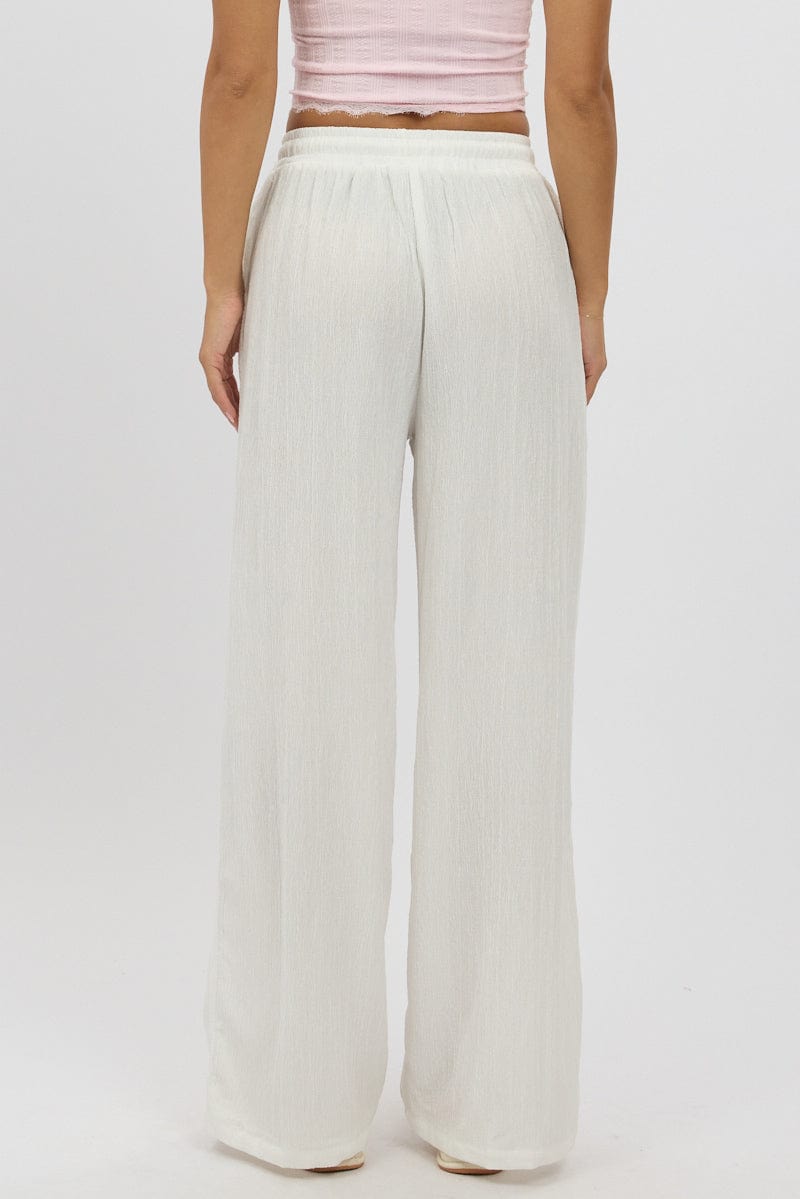 White Wide Leg Pants Elasticated Waist