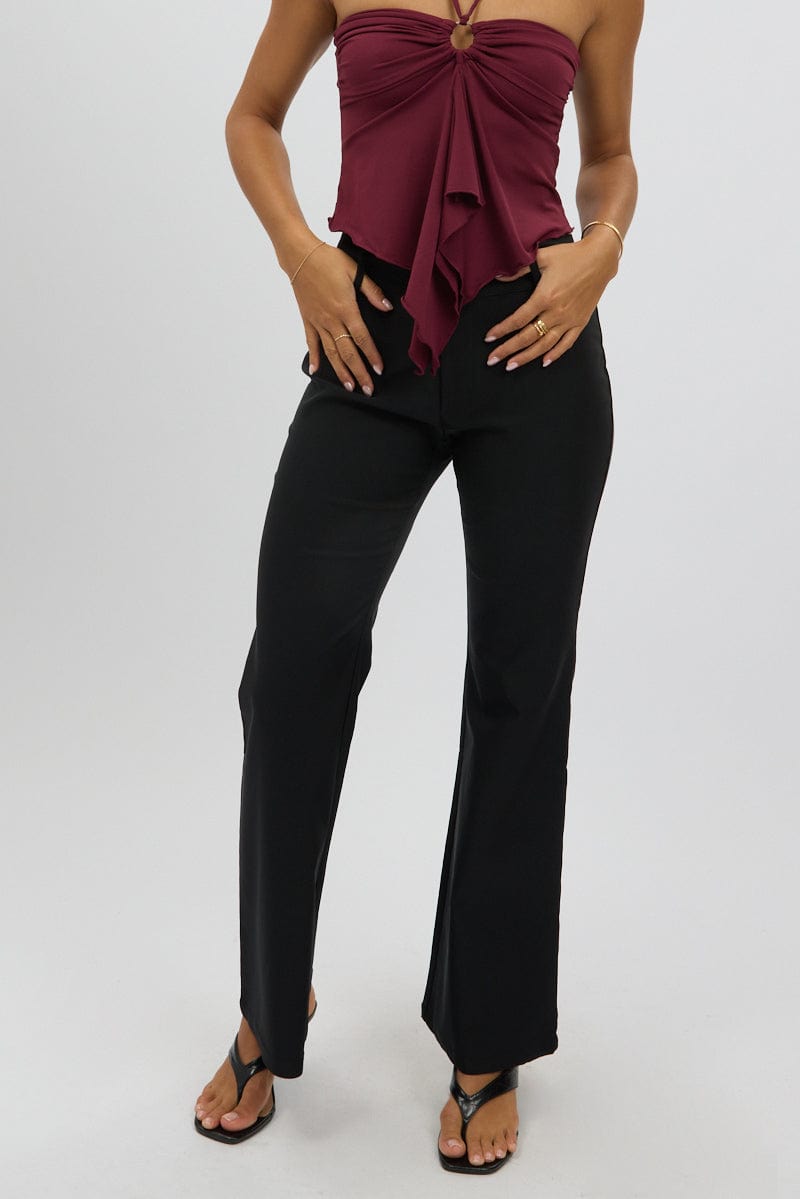 Black Low Rise Flare Pants