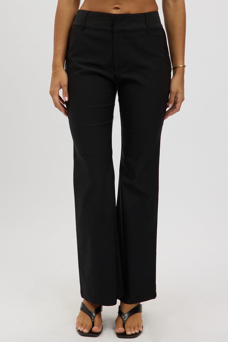 Black Low Rise Flare Pants