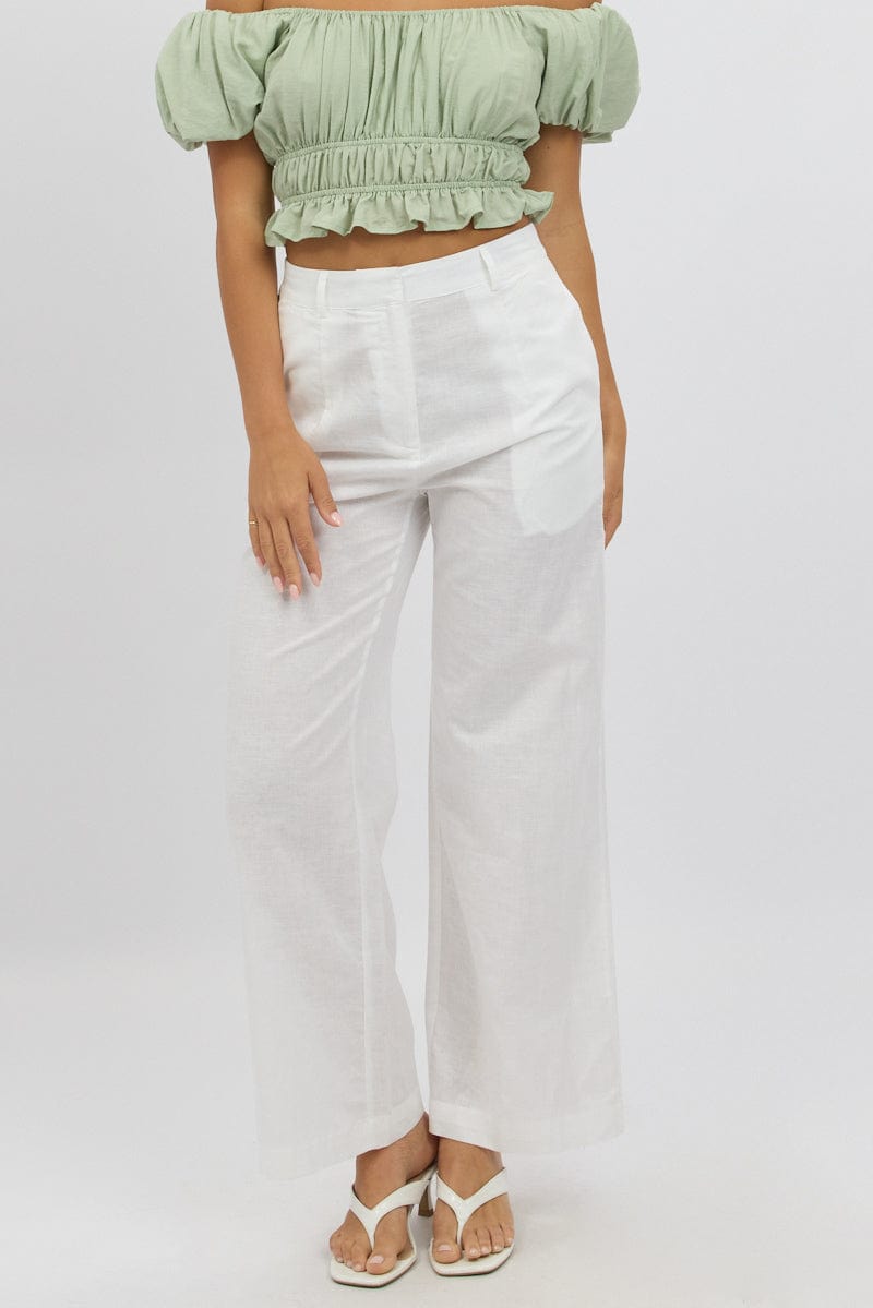 White Tailored Pants Wide Leg