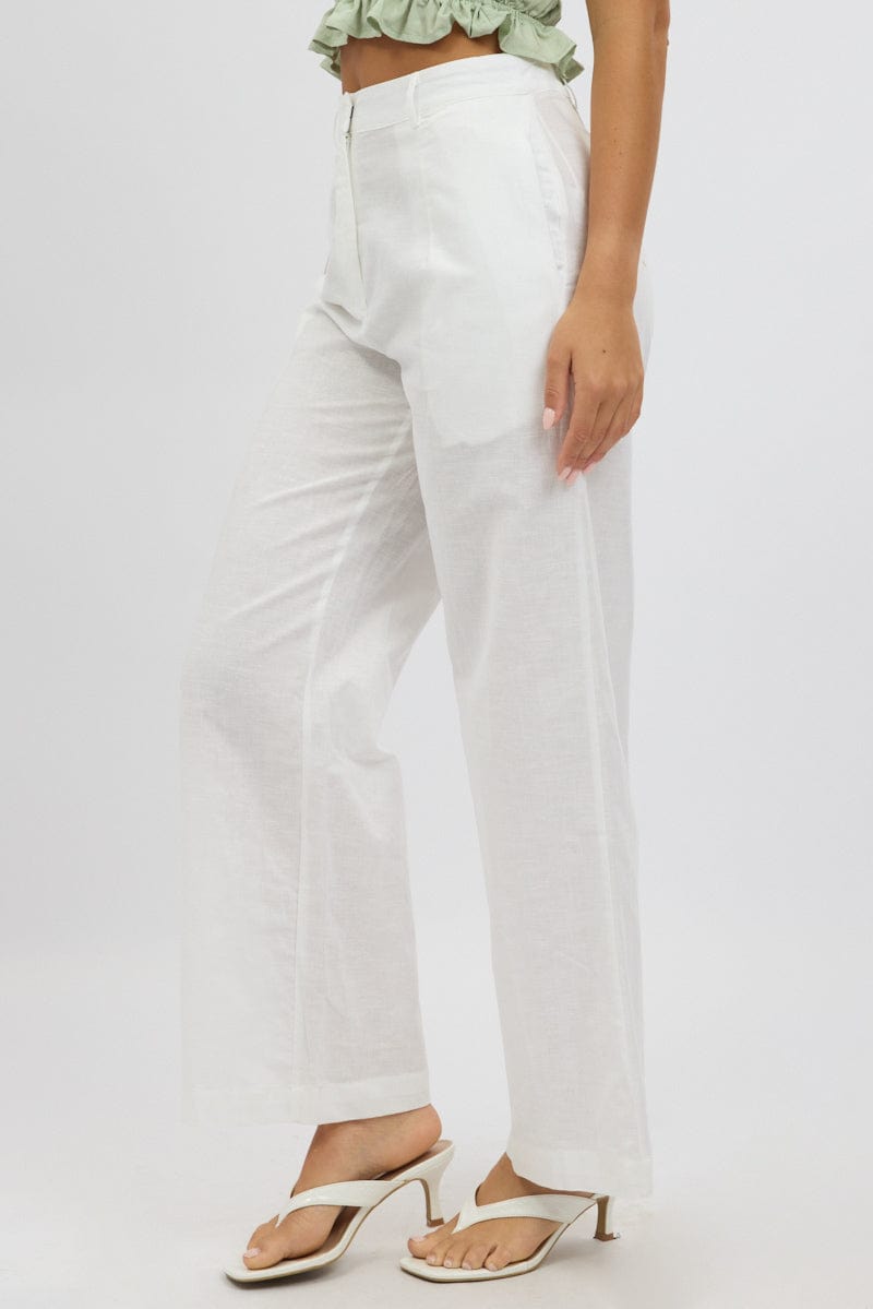 White Tailored Pants Wide Leg