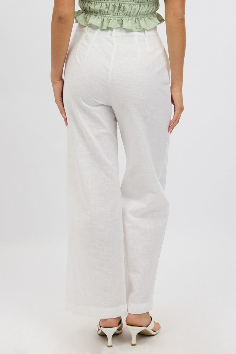 White Tailored Pants Wide Leg